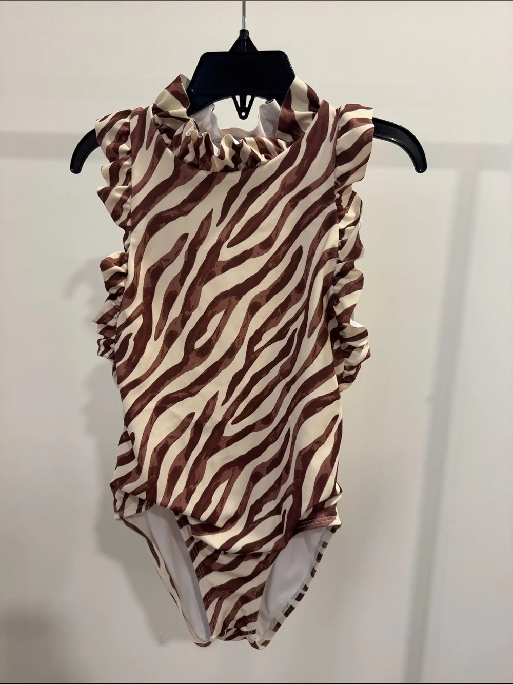 Janie and Jack Brown Zebra-Print Ruffle One-Piece Swimsuit